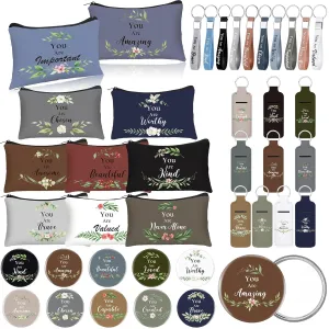 40 Pcs Christian Gifts for Women Mother's Day Church Cosmetic Bag Keychain You Are Brave You Are Beautiful Mirrors Lip Balm Holder for Woman Mom Party Favors(Dark Color)