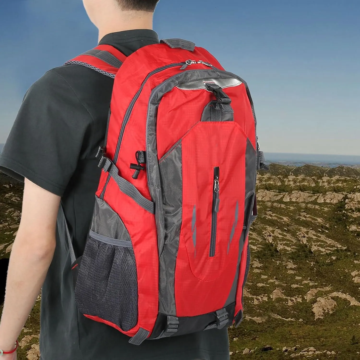 40L Backpack Shoulder Bag Comfortable for Outdoor Sports Climbing Camping Hiking (Red)