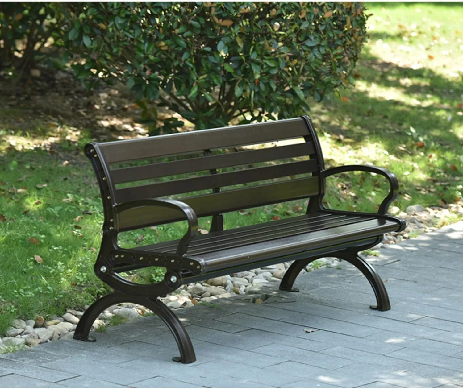47-inch Park Chair with Backrest, Open-air Square Chair, Comfortable Long Chair. Villa Garden Leisure Chair(120 * 50cm(47.2 * 19.6inch))