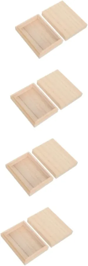 4pcs Wooden Poker Storage Case Compact Playing Card Holder Premium Design for Cards Items Smooth Rounded Edges Versatile Storage Box for Makeup More
