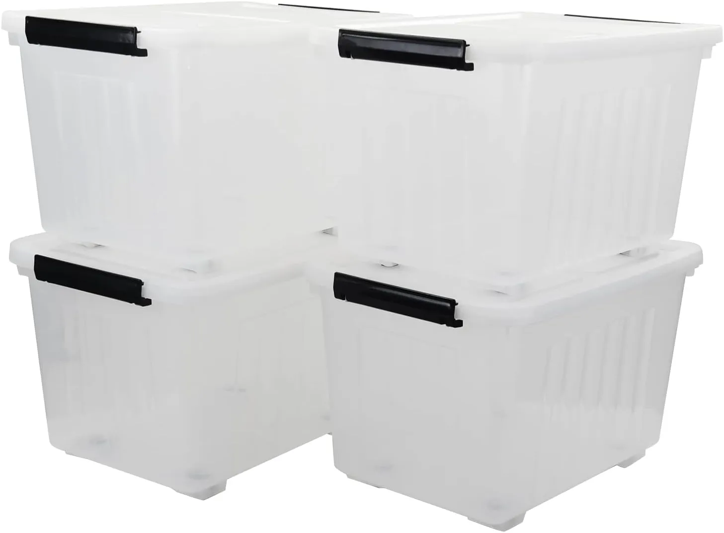 50 Quart Storage Boxes with Wheels, Large Plastic Storage Tote Bins Set of 4