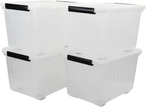 50 Quart Storage Boxes with Wheels, Large Plastic Storage Tote Bins Set of 4