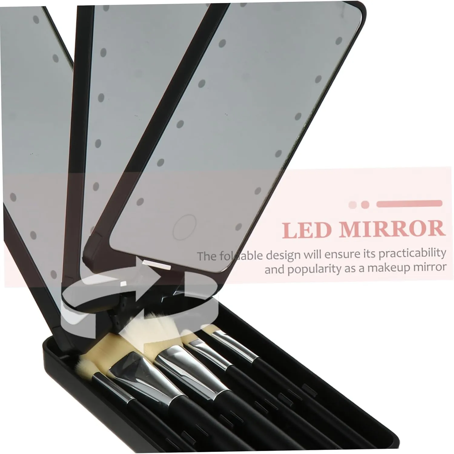5pcs Folding Makeup Mirror Rotatable Makeup Mirror Lighted Vanity Rotating Makeup Led Makeup Mirror Cosmetic Mirror Magnifying Makeup Mirror Portable Travel Abs Makeup Brush