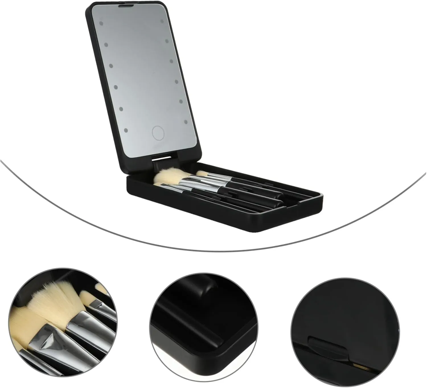 5pcs Folding Makeup Mirror Rotatable Makeup Mirror Lighted Vanity Rotating Makeup Led Makeup Mirror Cosmetic Mirror Magnifying Makeup Mirror Portable Travel Abs Makeup Brush