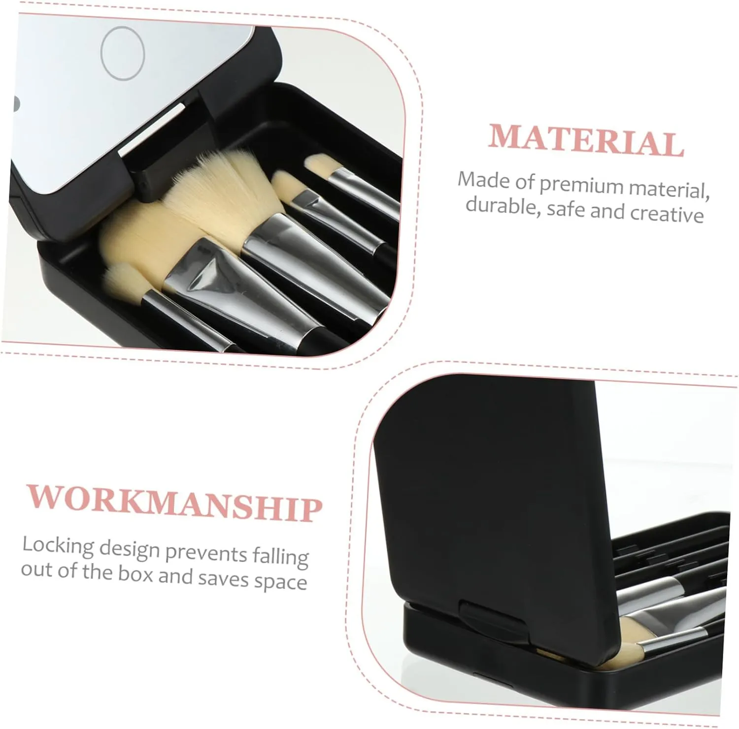 5pcs Folding Makeup Mirror Rotatable Makeup Mirror Lighted Vanity Rotating Makeup Led Makeup Mirror Cosmetic Mirror Magnifying Makeup Mirror Portable Travel Abs Makeup Brush