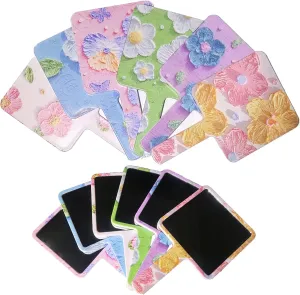 6 PCS Handheld Mirrors, Hand Makeup Mirror with Printed Flowers Cosmetic Mirror for Girlfriends, Wife, Mom, Ladies