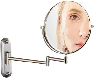 6/8-Inch Wall Mounted Makeup Mirror Two-Sided Swivel Wall Mount Mirror 3/5/7/10x Magnification 360 Degree Swivel (Color : 6in, Size : 5X)