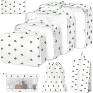 8 Set Packing Cubes for Suitcases,Packing Cube with Shoe, Cosmetics, Clothing, and Accessories Bags Packing Cubes for Travel Luggage Organizer Women Men(Cacti)