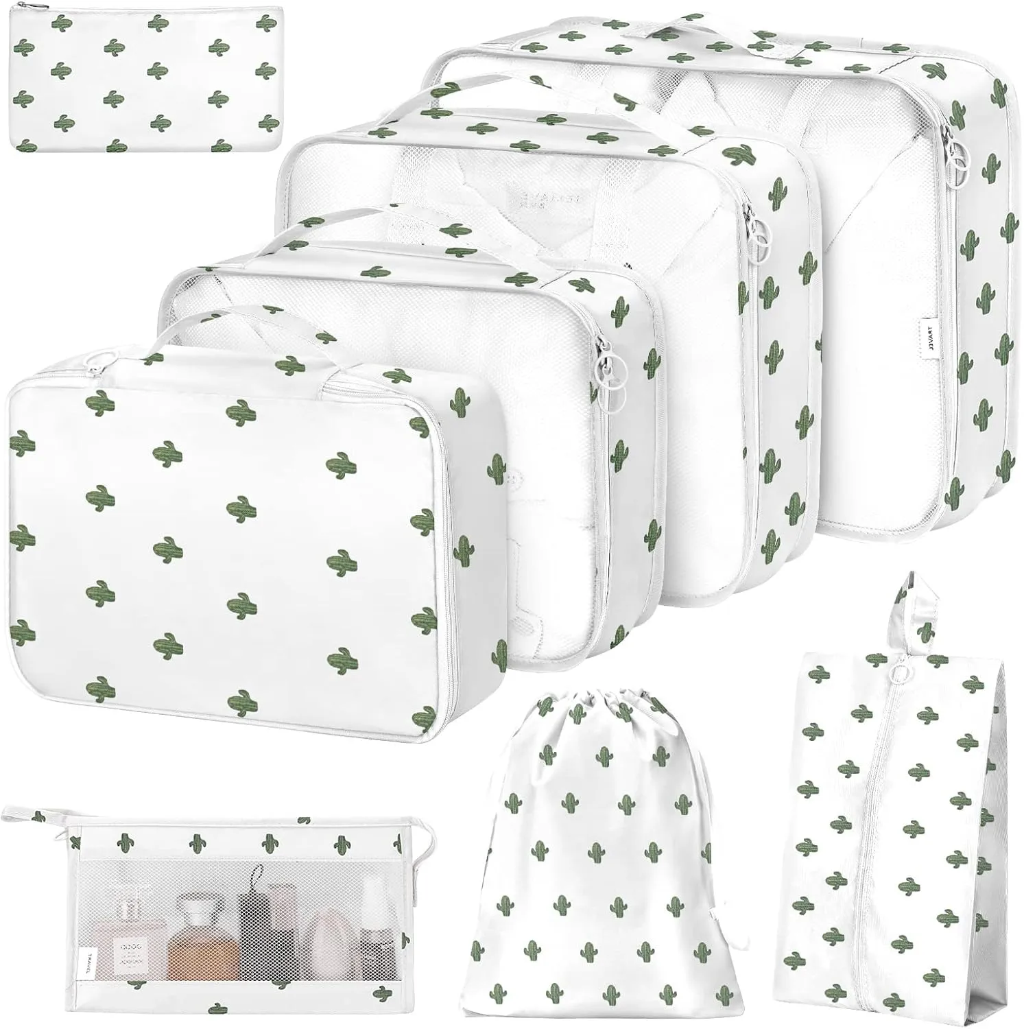 8 Set Packing Cubes for Suitcases,Packing Cube with Shoe, Cosmetics, Clothing, and Accessories Bags Packing Cubes for Travel Luggage Organizer Women Men(Cacti)
