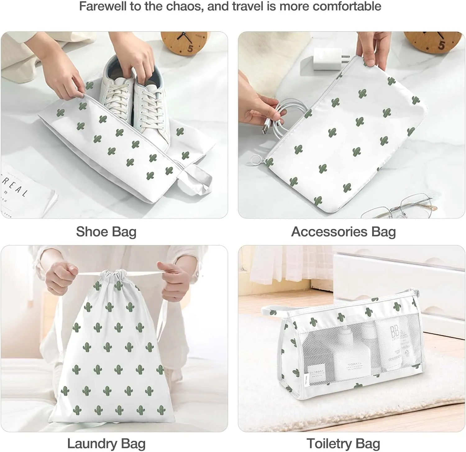 8 Set Packing Cubes for Suitcases,Packing Cube with Shoe, Cosmetics, Clothing, and Accessories Bags Packing Cubes for Travel Luggage Organizer Women Men(Cacti)