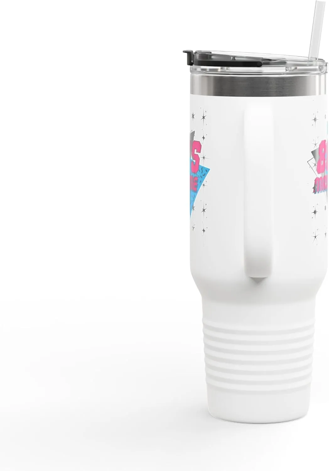 80's Theme Insulated Travel Mug, 40 OZ - Nostalgic Gift for Summer Trips & Birthdays, Coffee On The Go - Retro Cup, Tumbler,