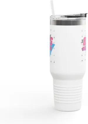 80's Theme Insulated Travel Mug, 40 OZ - Nostalgic Gift for Summer Trips & Birthdays, Coffee On The Go - Retro Cup, Tumbler,