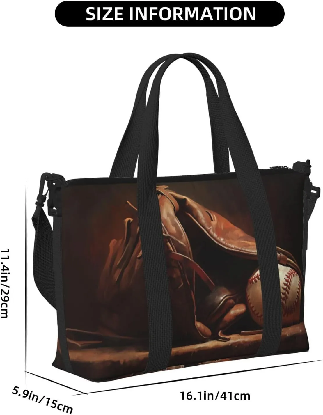 a baseball against leather print Travel Duffel Bag, Sports Tote Gym Bag, Swim Pool Bag Large Shoulder Tote Bag for Beach Weekender