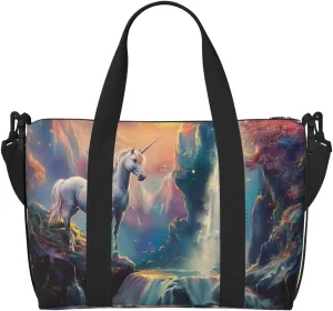 a beautiful unicorn art print Travel Duffel Bag, Sports Tote Gym Bag, Swim Pool Bag Large Shoulder Tote Bag for Beach Weekender