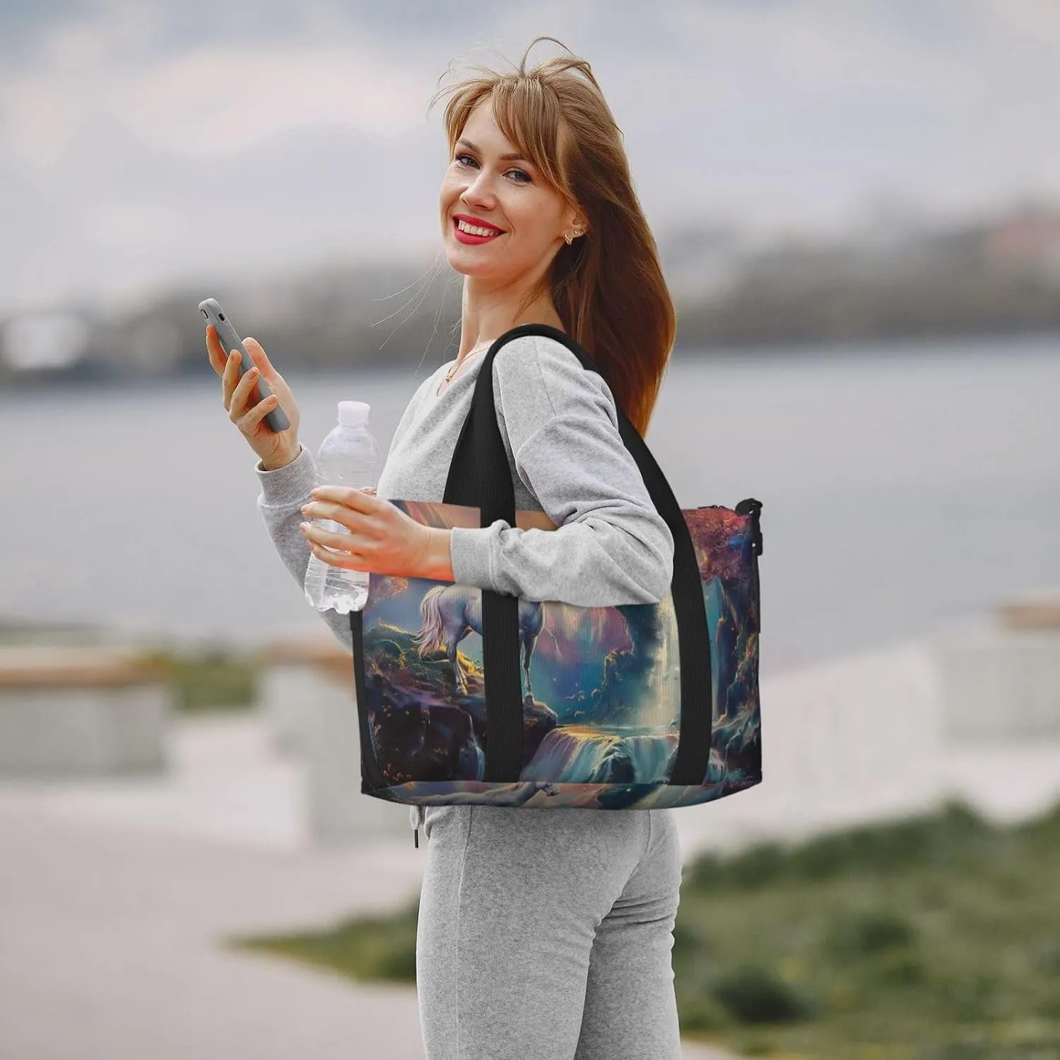 a beautiful unicorn art print Travel Duffel Bag, Sports Tote Gym Bag, Swim Pool Bag Large Shoulder Tote Bag for Beach Weekender