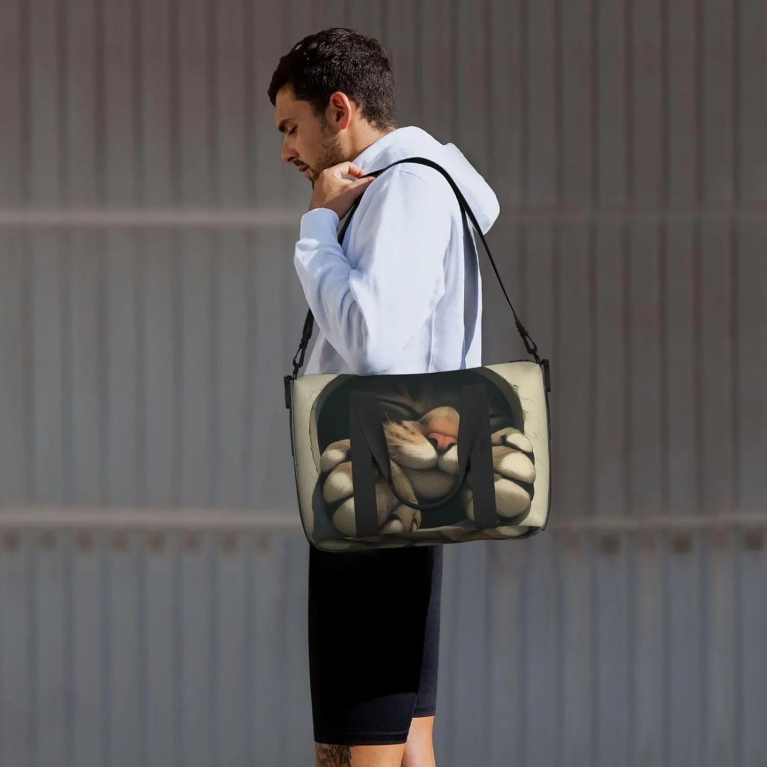 A cat paw peeking print Travel Duffel Bag, Sports Tote Gym Bag, Swim Pool Bag Large Shoulder Tote Bag for Beach Weekender