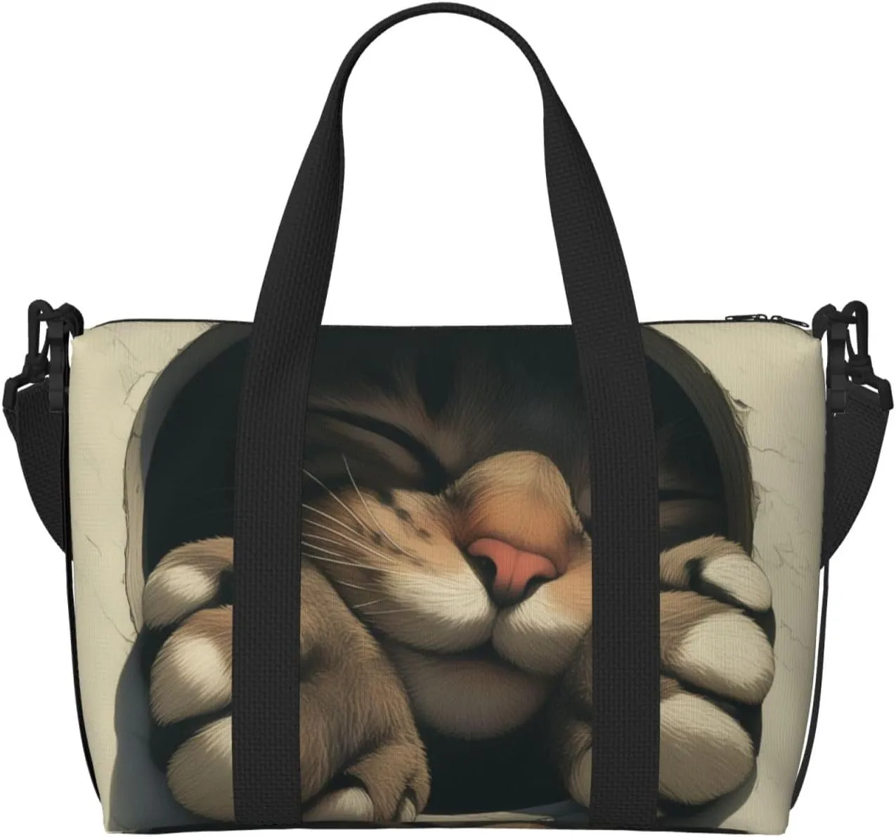 A cat paw peeking print Travel Duffel Bag, Sports Tote Gym Bag, Swim Pool Bag Large Shoulder Tote Bag for Beach Weekender
