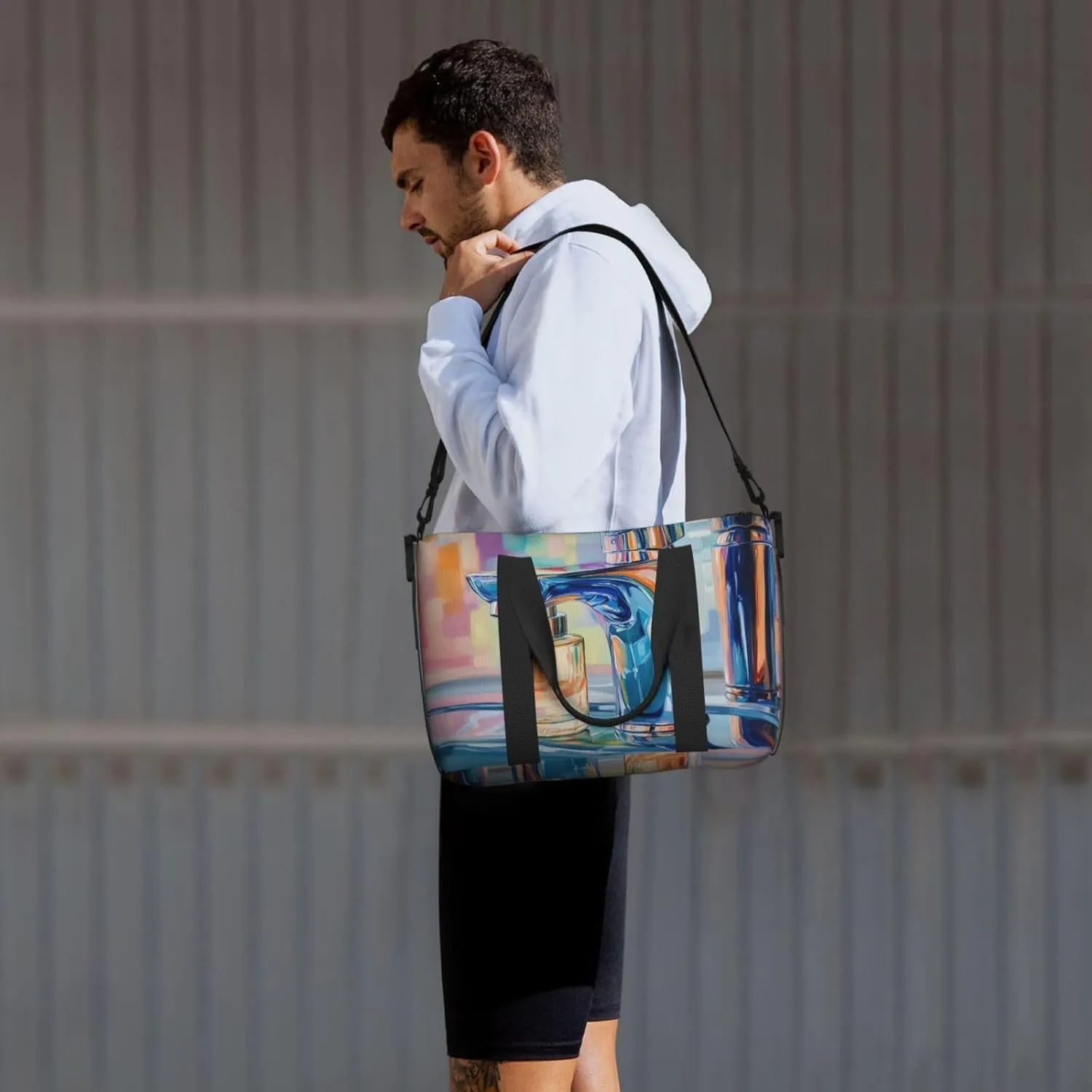 A close up of the faucet print Travel Duffel Bag, Sports Tote Gym Bag, Swim Pool Bag Large Shoulder Tote Bag for Beach Weekender