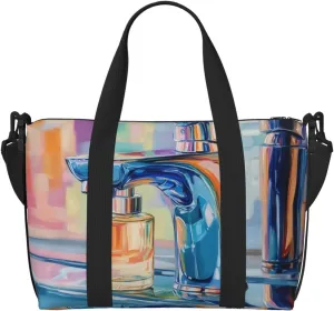 A close up of the faucet print Travel Duffel Bag, Sports Tote Gym Bag, Swim Pool Bag Large Shoulder Tote Bag for Beach Weekender