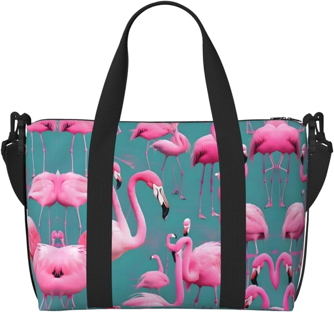 A flock of flamingos Hand-held travel bag, messenger casual handbag, suitable for work, travel, fitness, tourism, women's zipper storage bag,