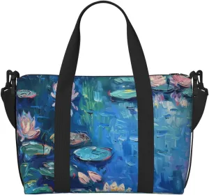 A painting of water lilies print Travel Duffel Bag, Sports Tote Gym Bag, Swim Pool Bag Large Shoulder Tote Bag for Beach Weekender