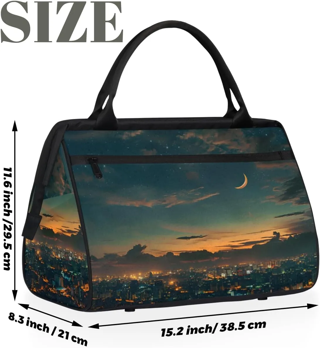 Abstract Art City Galaxy Weekender Overnight Bag for Women Waterproof Carry On Travel Duffle Bags with Pocket Lightweight Sports Gym Tote Bag Large Luggage Workout Personal Item Hospital Bags