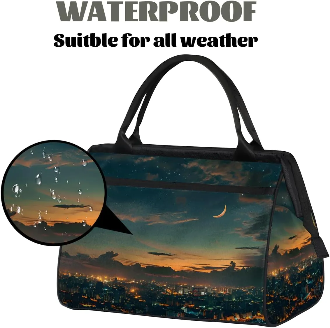 Abstract Art City Galaxy Weekender Overnight Bag for Women Waterproof Carry On Travel Duffle Bags with Pocket Lightweight Sports Gym Tote Bag Large Luggage Workout Personal Item Hospital Bags