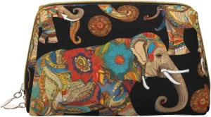 Abstract Elephant Pattern Toiletry Pouch, Travel-Friendly Makeup Organizer For Makeup Brushes, Lipsticks