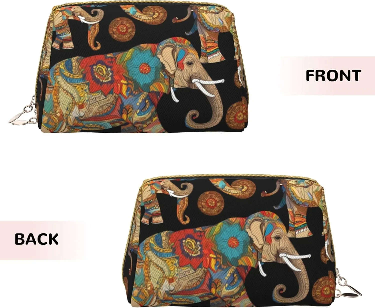 Abstract Elephant Pattern Toiletry Pouch, Travel-Friendly Makeup Organizer For Makeup Brushes, Lipsticks