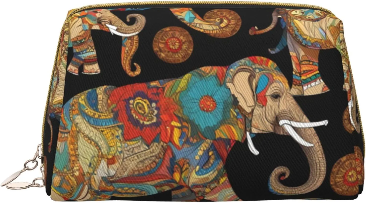 Abstract Elephant Pattern Toiletry Pouch, Travel-Friendly Makeup Organizer For Makeup Brushes, Lipsticks