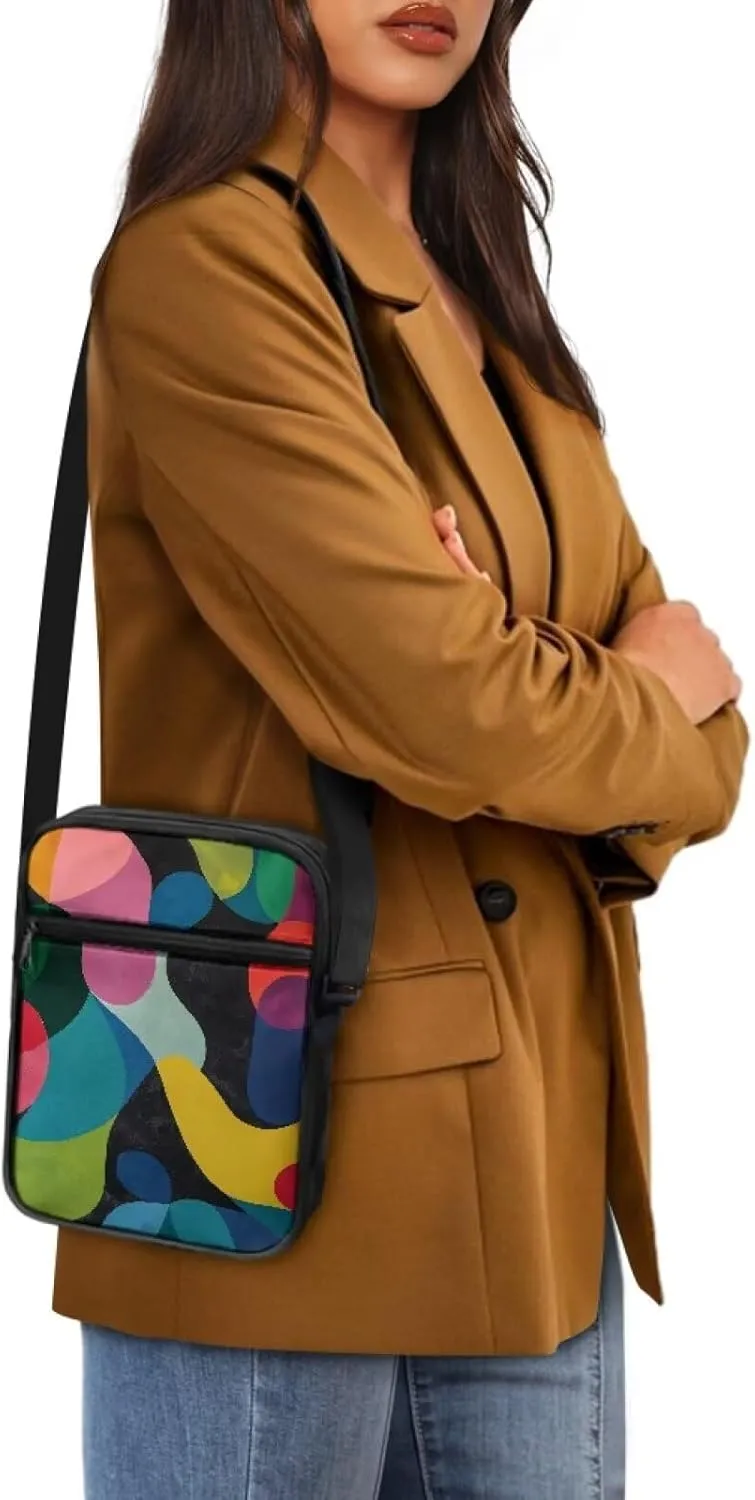 Abstract Geometry Elegant Small Messenger Bag Lightweight Crossbody Purse with Adjustable Strap for Women Men Artists Painters Ideal for Exhibitions Travel Trendy Shoulder Handbag