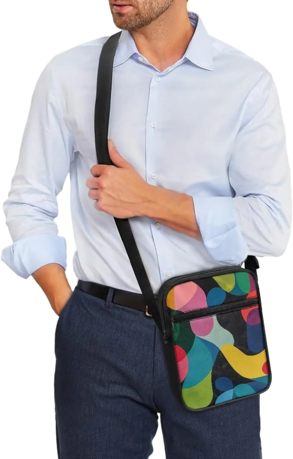 Abstract Geometry Elegant Small Messenger Bag Lightweight Crossbody Purse with Adjustable Strap for Women Men Artists Painters Ideal for Exhibitions Travel Trendy Shoulder Handbag