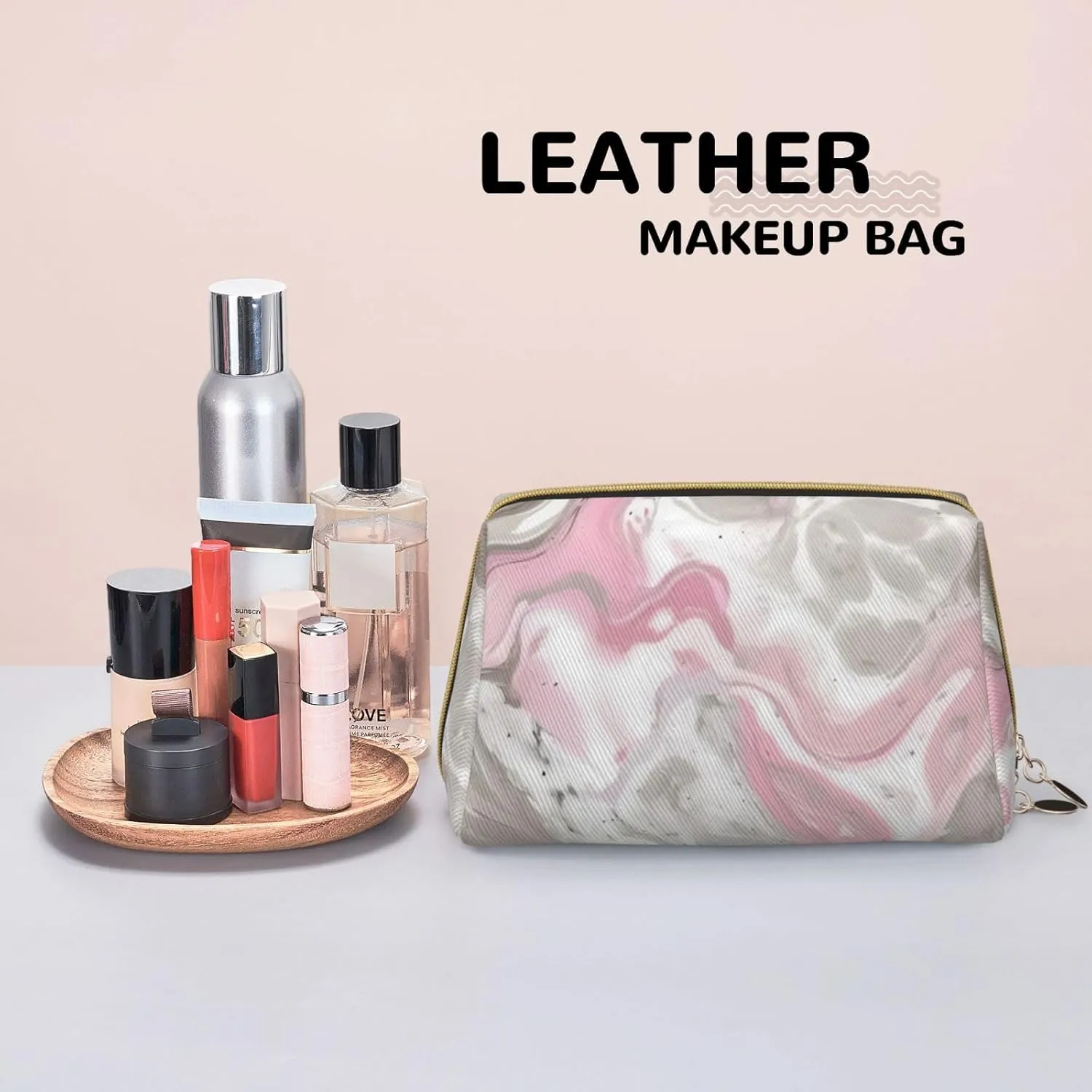 Abstract Ink Marble Toiletry Pouch, Travel-Friendly Makeup Organizer For Makeup Brushes, Lipsticks