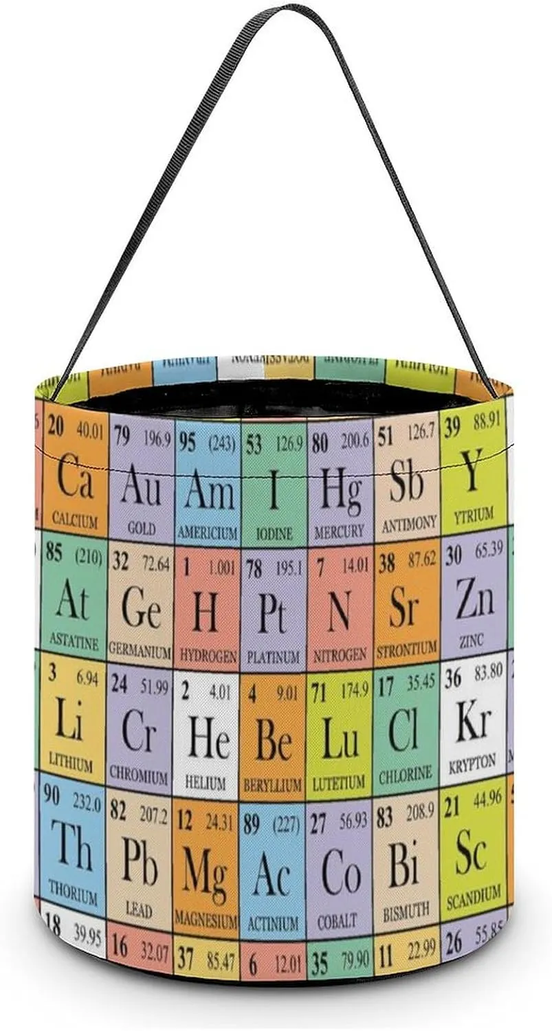 Abstract Periodic Table Funny Easter Egg Bags Trick-o-r-Treat Tote Bag Reusable Bucket Storage Basket Handbag Party Novelty
