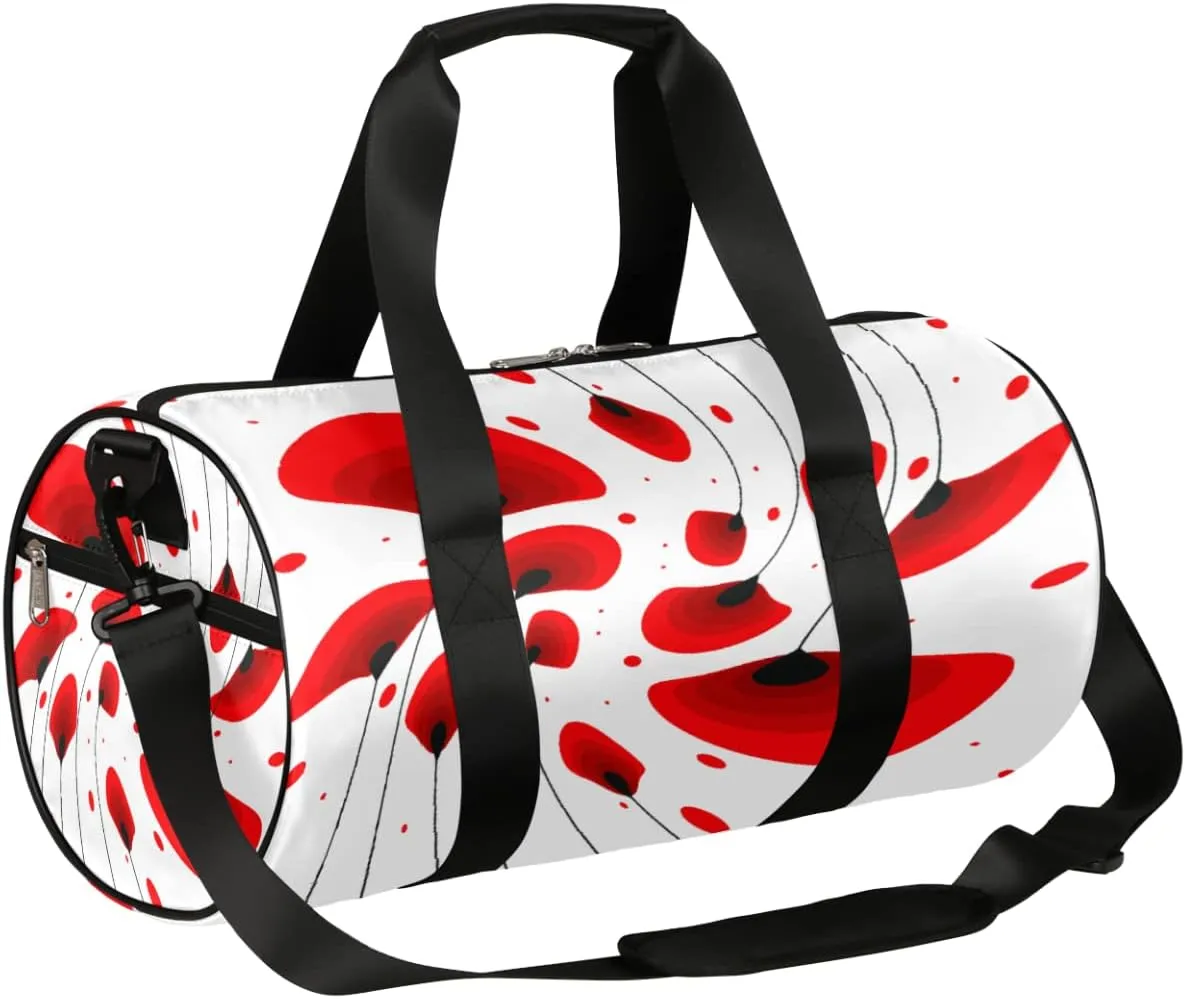 Abstract Red Flower Gym Bag Small Gym Duffel Bags for Men Women Overnight Weekender Bag Lightweight Sport Duffle Bag Carry On Gymbag