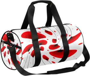 Abstract Red Flower Gym Bag Small Gym Duffel Bags for Men Women Overnight Weekender Bag Lightweight Sport Duffle Bag Carry On Gymbag