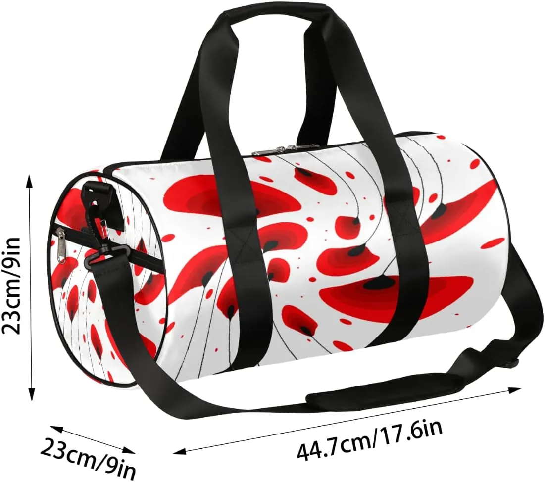 Abstract Red Flower Gym Bag Small Gym Duffel Bags for Men Women Overnight Weekender Bag Lightweight Sport Duffle Bag Carry On Gymbag