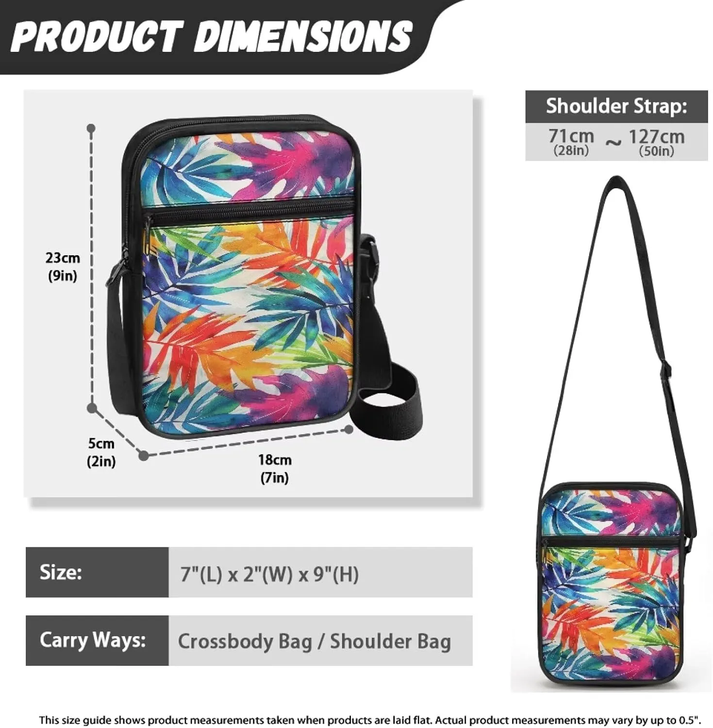 Abstract Tropical Palm Lightweight Small Messenger Bag Crossbody Purse for Artist Painter for Exhibition Travel Working Daily Teen Girls College Student Canvas Satchel Pouch Shoulder Handbag