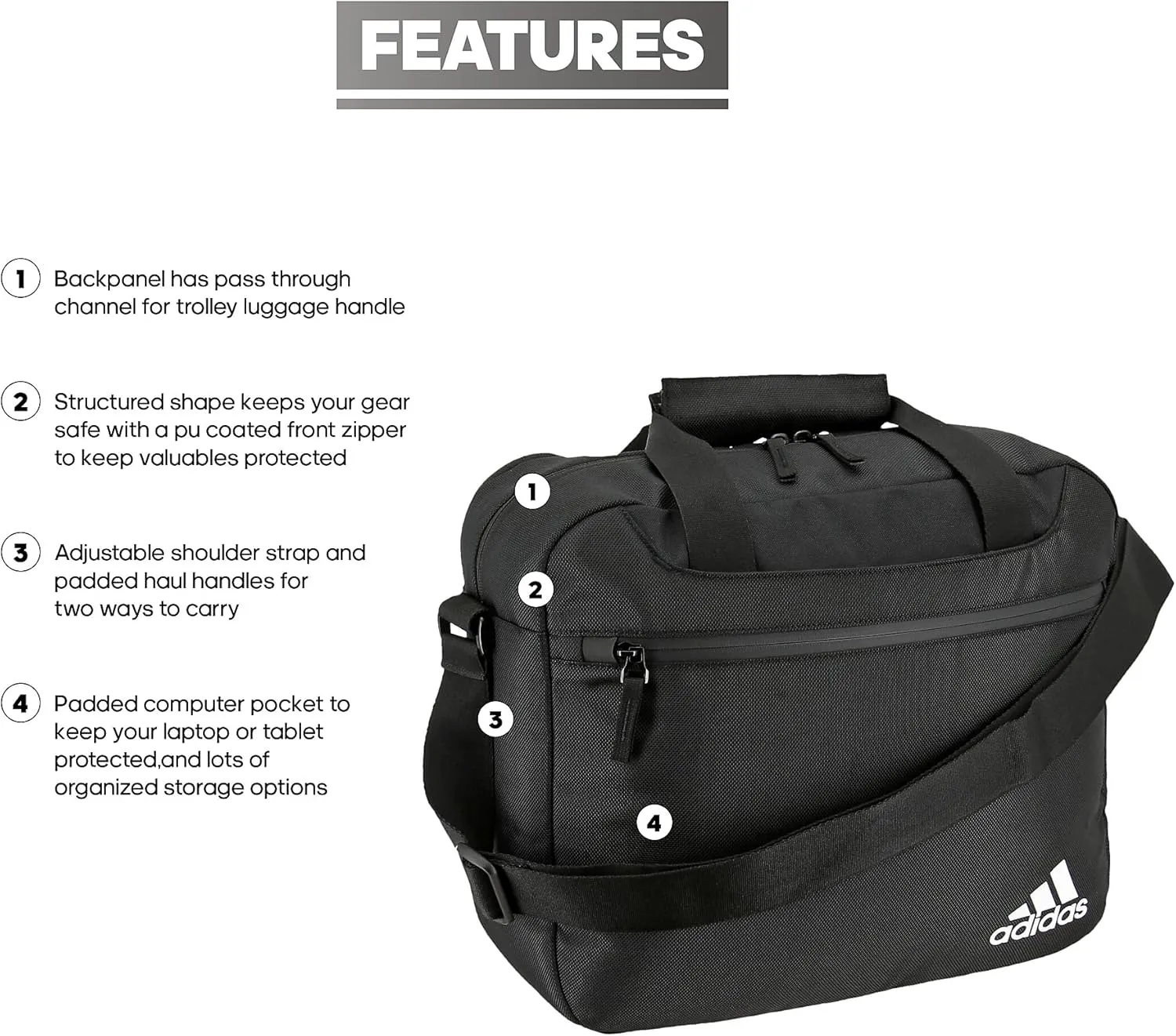 adidas Stadium Messenger, Black, One Size
