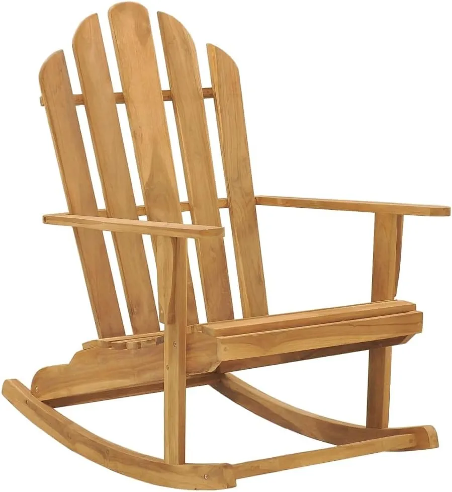 Adirondack Rocking Chair Solid Teak Wood Outdoor Patio Furniture, Durable Weather-Resistant Garden Poolside Lounge Chair with Ergonomic Design 39.4"x26"x40.6"
