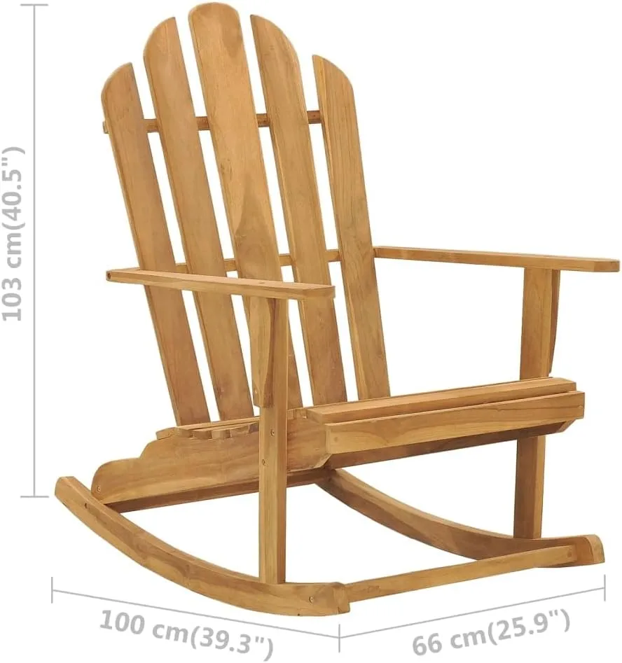 Adirondack Rocking Chair Solid Teak Wood Outdoor Patio Furniture, Durable Weather-Resistant Garden Poolside Lounge Chair with Ergonomic Design 39.4"x26"x40.6"