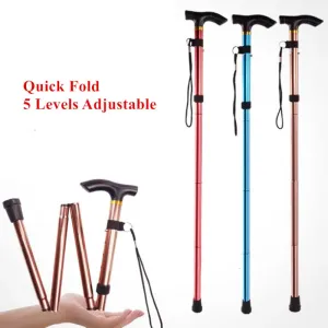 Adjustable 4-Section Ultralight Aluminum Folding Walking Stick for Hiking and Trekking