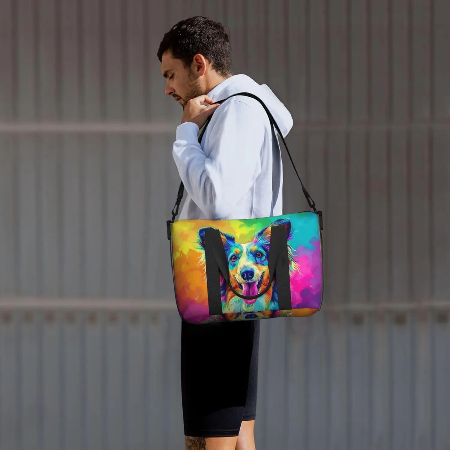afghan hound dog colorful print Travel Duffel Bag, Sports Tote Gym Bag, Swim Pool Bag Large Shoulder Tote Bag for Beach Weekender