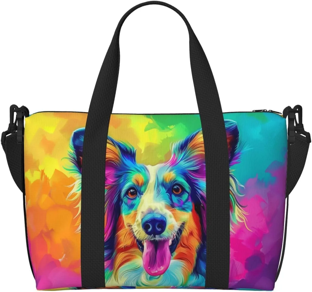 afghan hound dog colorful print Travel Duffel Bag, Sports Tote Gym Bag, Swim Pool Bag Large Shoulder Tote Bag for Beach Weekender