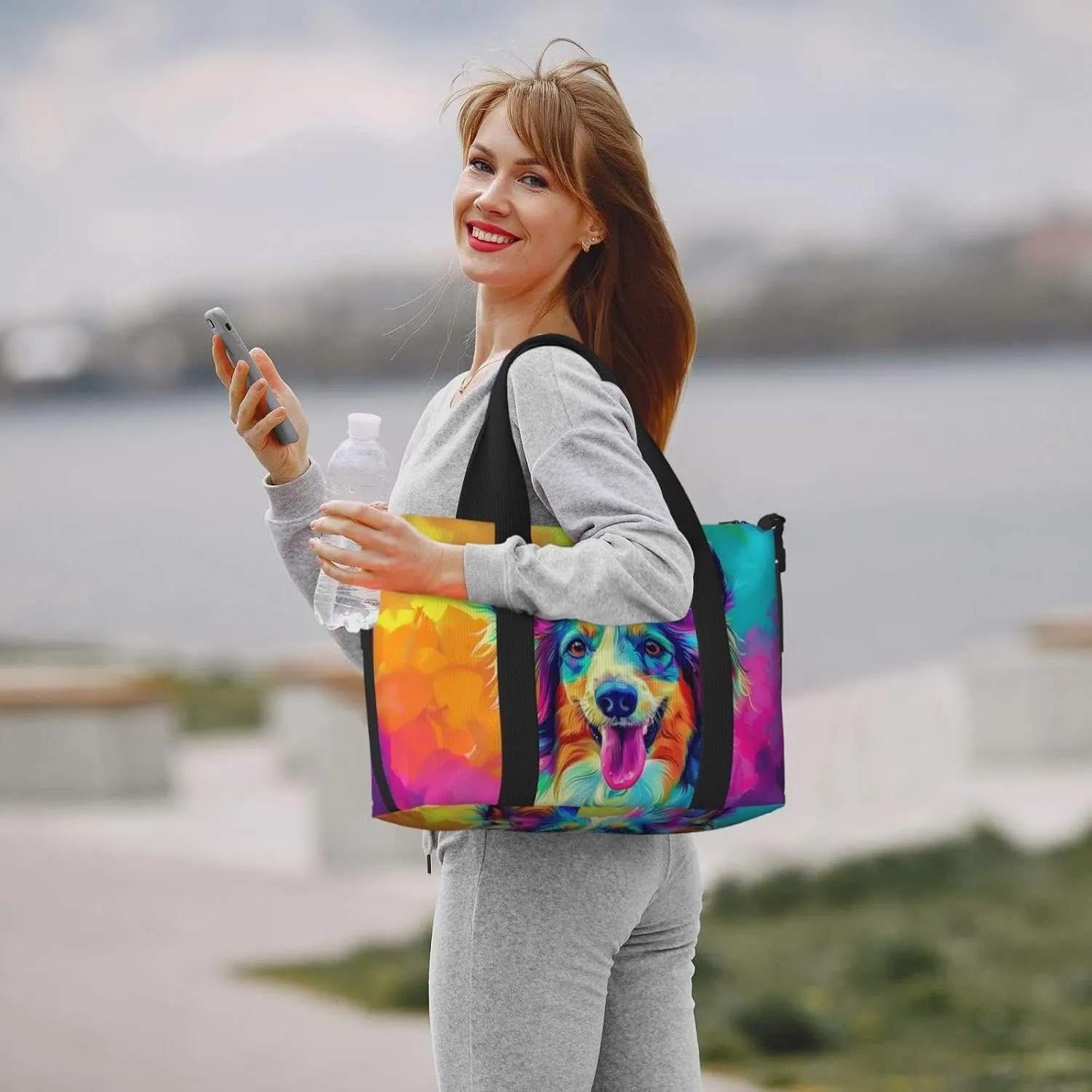 afghan hound dog colorful print Travel Duffel Bag, Sports Tote Gym Bag, Swim Pool Bag Large Shoulder Tote Bag for Beach Weekender