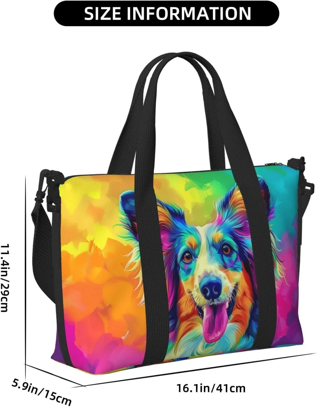 afghan hound dog colorful print Travel Duffel Bag, Sports Tote Gym Bag, Swim Pool Bag Large Shoulder Tote Bag for Beach Weekender