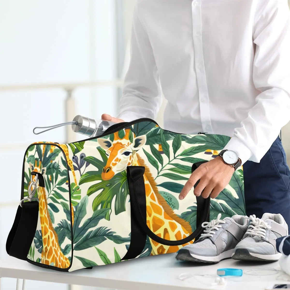 Africa Giraffe Travel Duffle Bag for Women Men Gym Duffel Foldable Bag Waterproof Weekender Africa Animal Duffle Tote