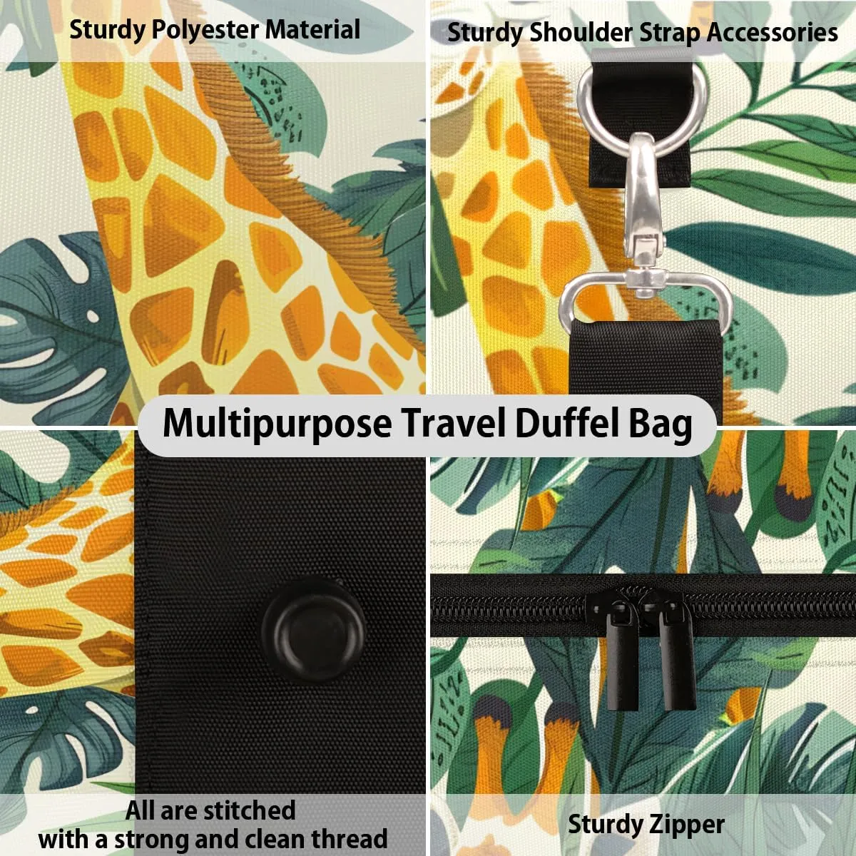 Africa Giraffe Travel Duffle Bag for Women Men Gym Duffel Foldable Bag Waterproof Weekender Africa Animal Duffle Tote