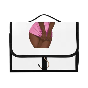 African American Black Woman Pink Dress Brown Afro Hairstyle 1 PC Hanging Toiletry Wash bag Portable Makeup Organizer Brush Storage Case Portable Travel Cosmetic with Hook