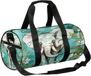 African Elephant Flower Sports Gym Bag Duffel Bags Workout Lightweight Shoulder Weekender Bag Travel Duffel Bag for Men Women(Elephant)